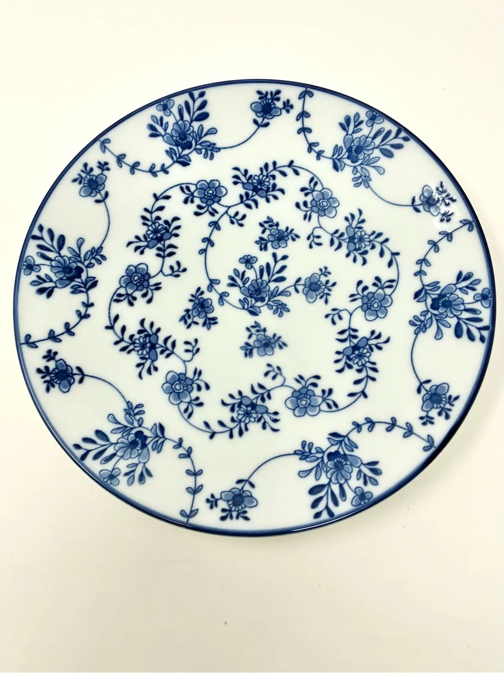 IKEA ENTUSIASM Porcelain Side Plates Blue & White Pattern 7” Set of 4 Farmhouse